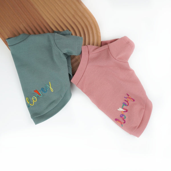 画像をギャラリービューアに読み込む, LOVEY♡刺繍Tシャツ(ベージュ)