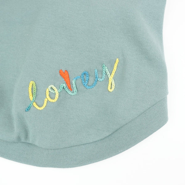 画像をギャラリービューアに読み込む, LOVEY♡刺繍Tシャツ(グリーン)