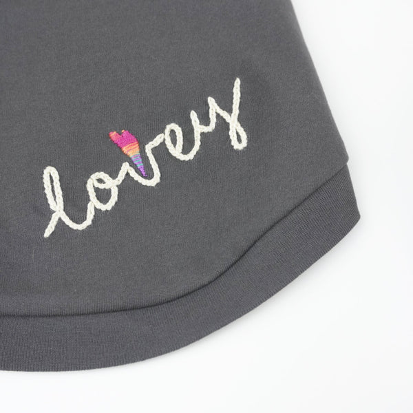 画像をギャラリービューアに読み込む, LOVEY♡刺繍Tシャツ(チャコール)