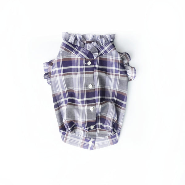 画像をギャラリービューアに読み込む, チェックフリルブラウス(ネイビー)