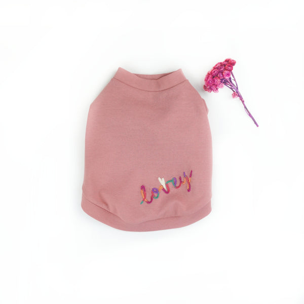 画像をギャラリービューアに読み込む, LOVEY♡刺繍Tシャツ(ピンク)