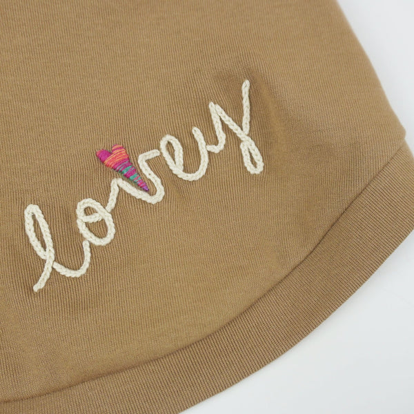 画像をギャラリービューアに読み込む, LOVEY♡刺繍Tシャツ(ベージュ)